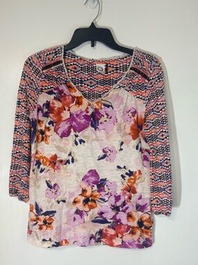 Anthropologie Akemi + Kin Ayana Floral Print Bohemian Peasant Top Blouse Sz S